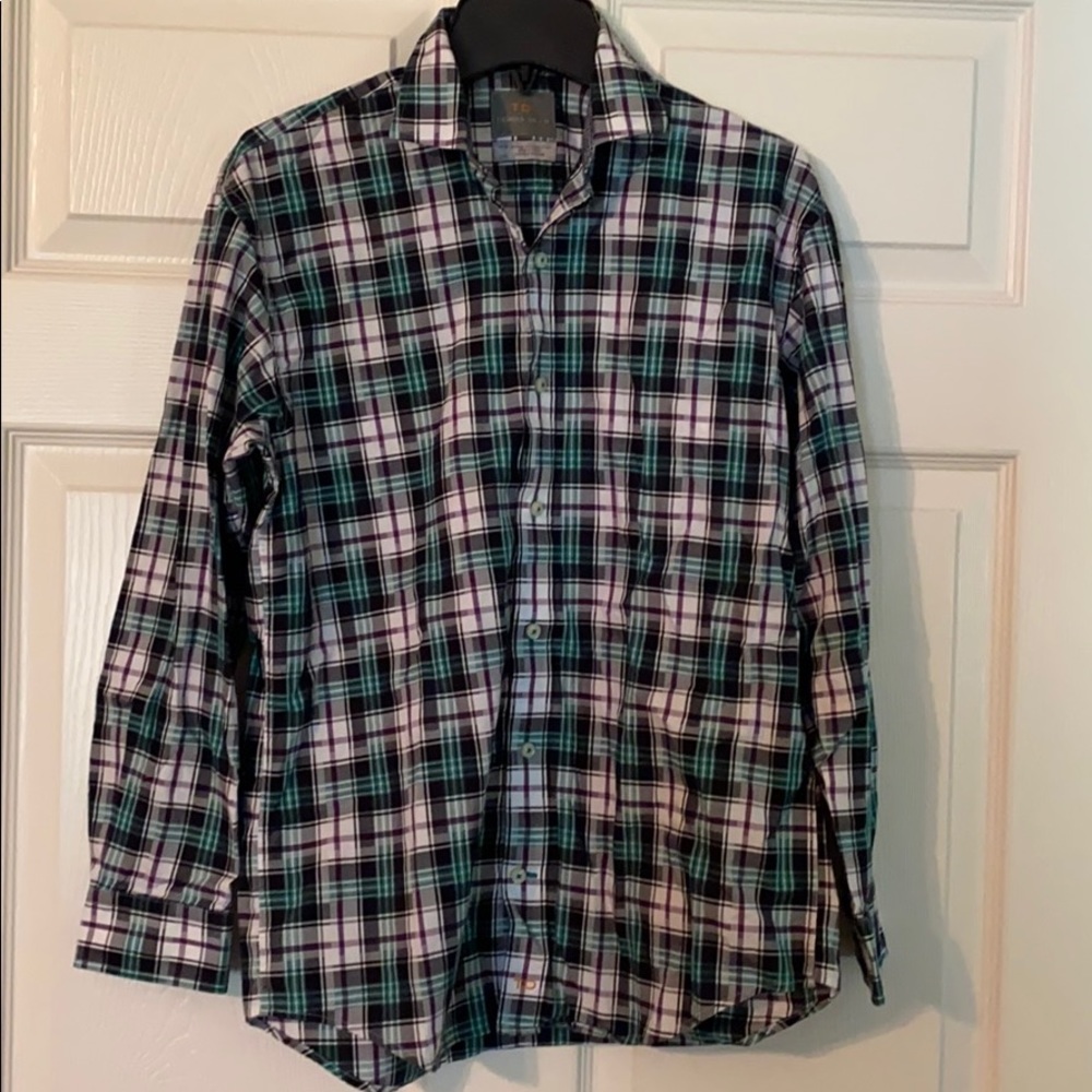 Thomas Dean Plaid Button Down Boys Large 14/16